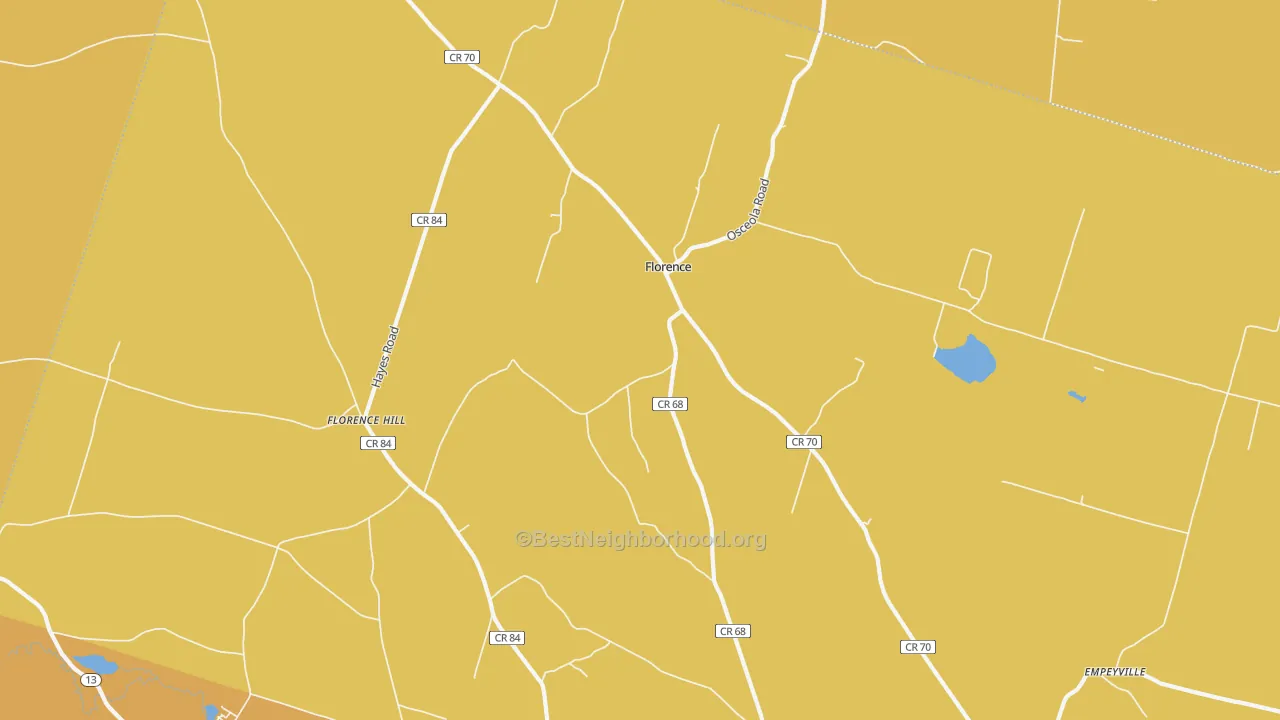 Map of the best neighborhoods in the Florence area, with better matches in green and worse matches in red