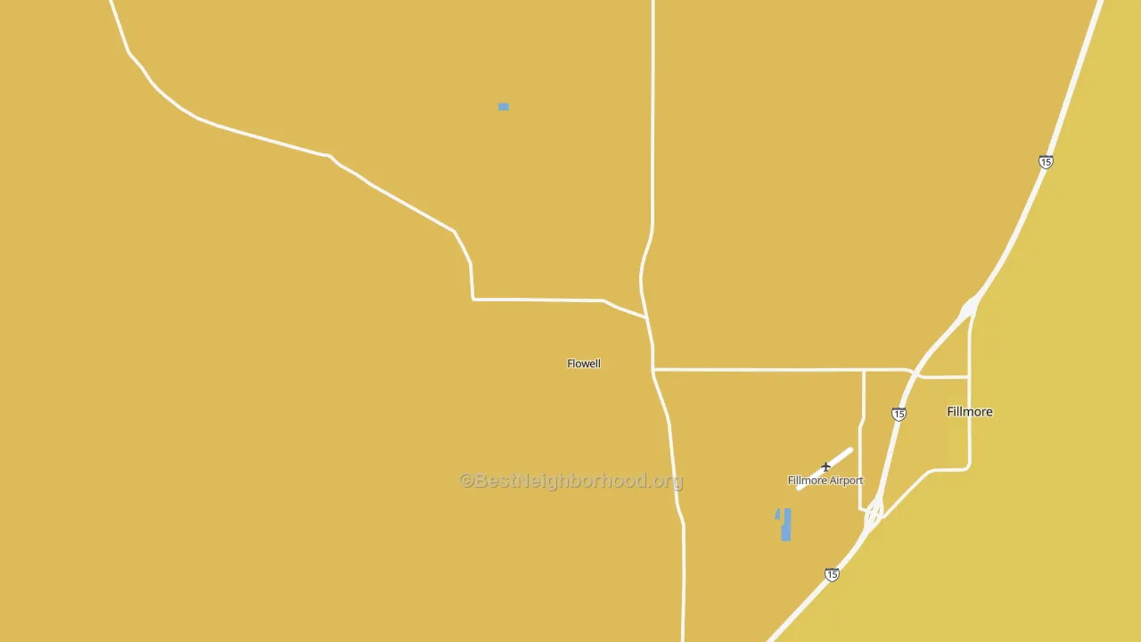 Map of the best neighborhoods in the Flowell area, with better matches in green and worse matches in red