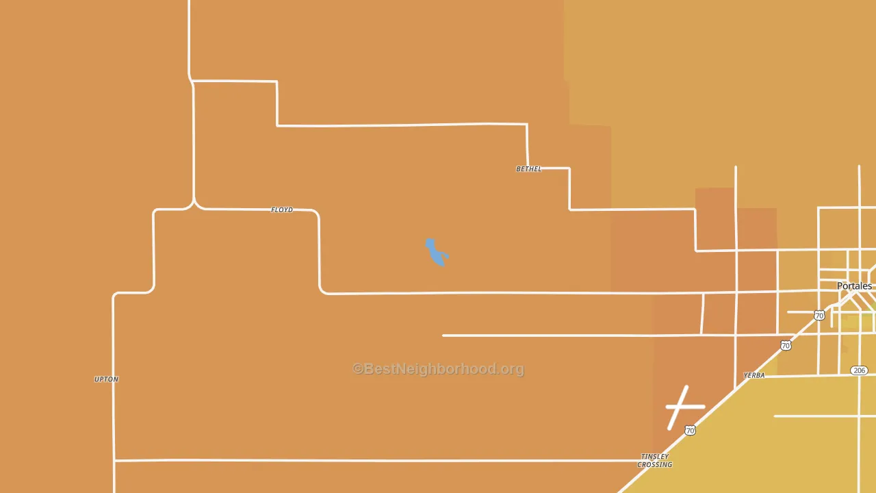 Map of the best neighborhoods in the Floyd area, with better matches in green and worse matches in red