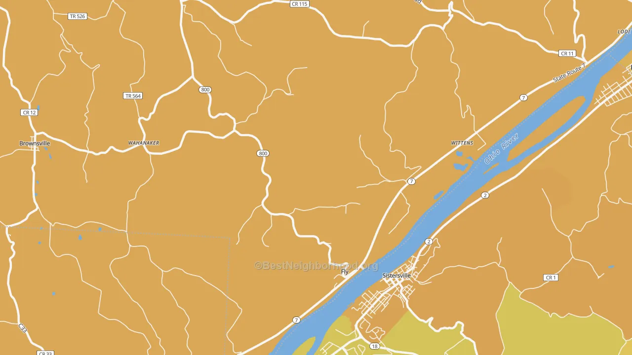 Map of the best neighborhoods in the Fly area, with better matches in green and worse matches in red