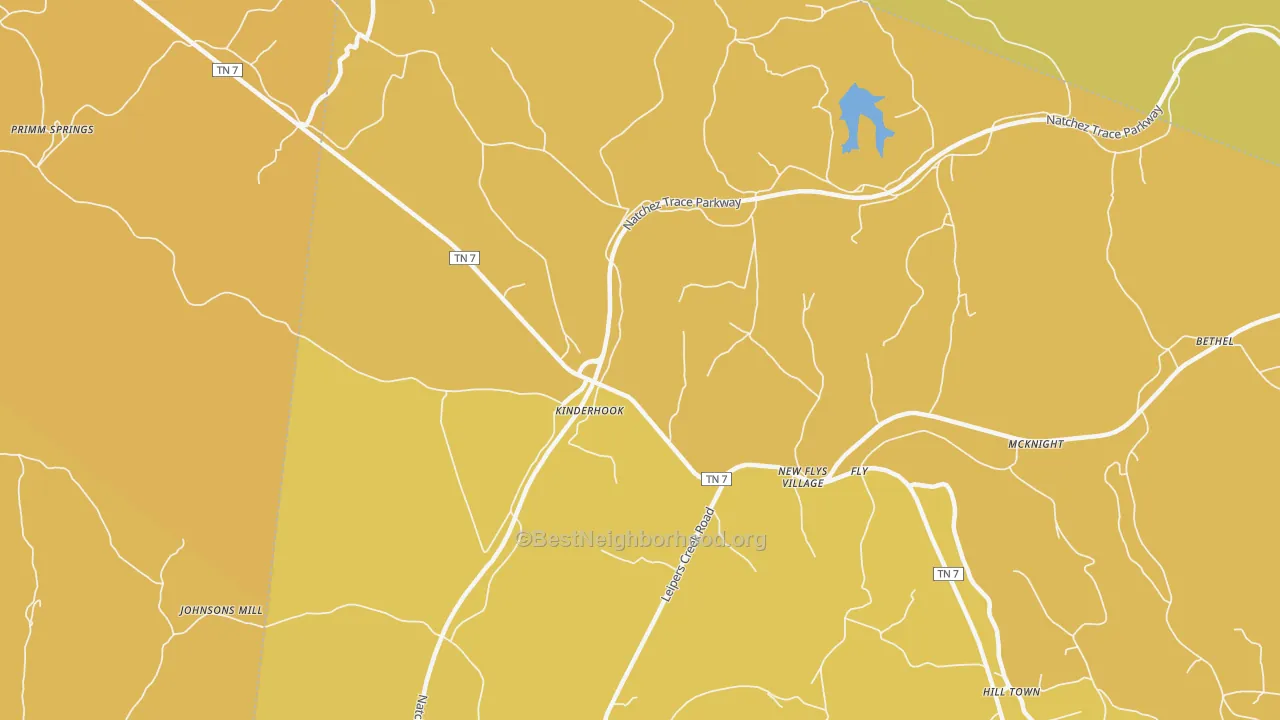 Map of the best neighborhoods in the Fly area, with better matches in green and worse matches in red