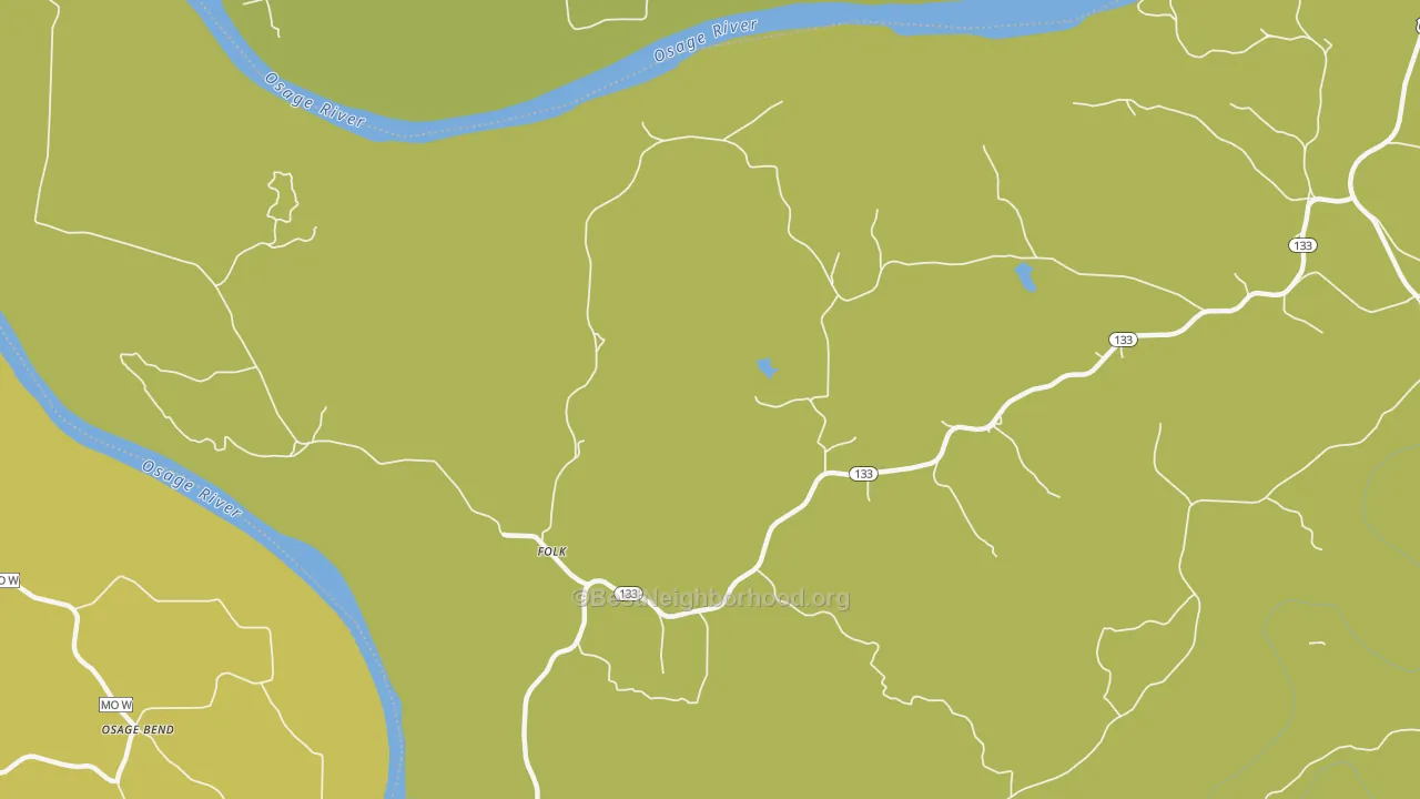 Map of the best neighborhoods in the Folk area, with better matches in green and worse matches in red
