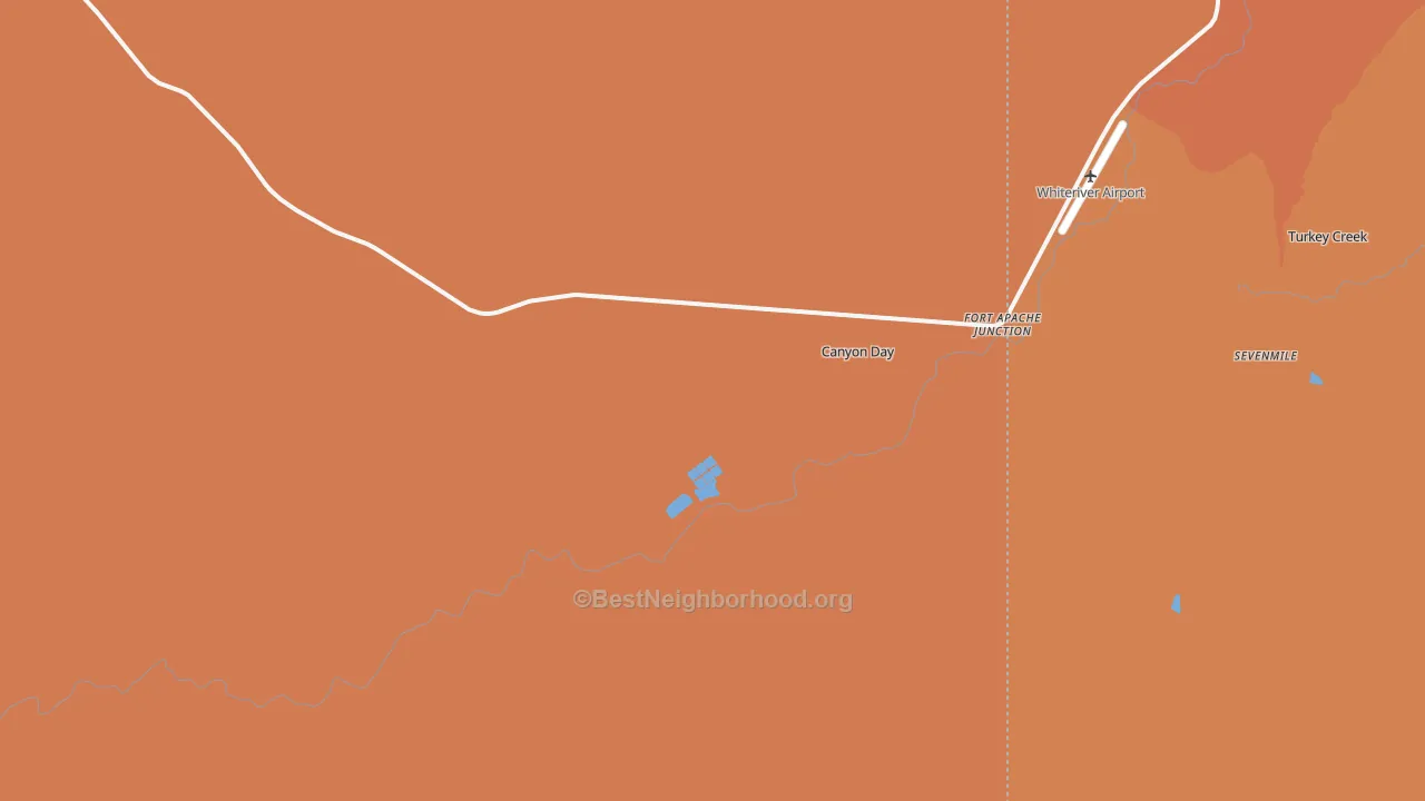 Map of the best neighborhoods in the Fort Apache Junction area, with better matches in green and worse matches in red