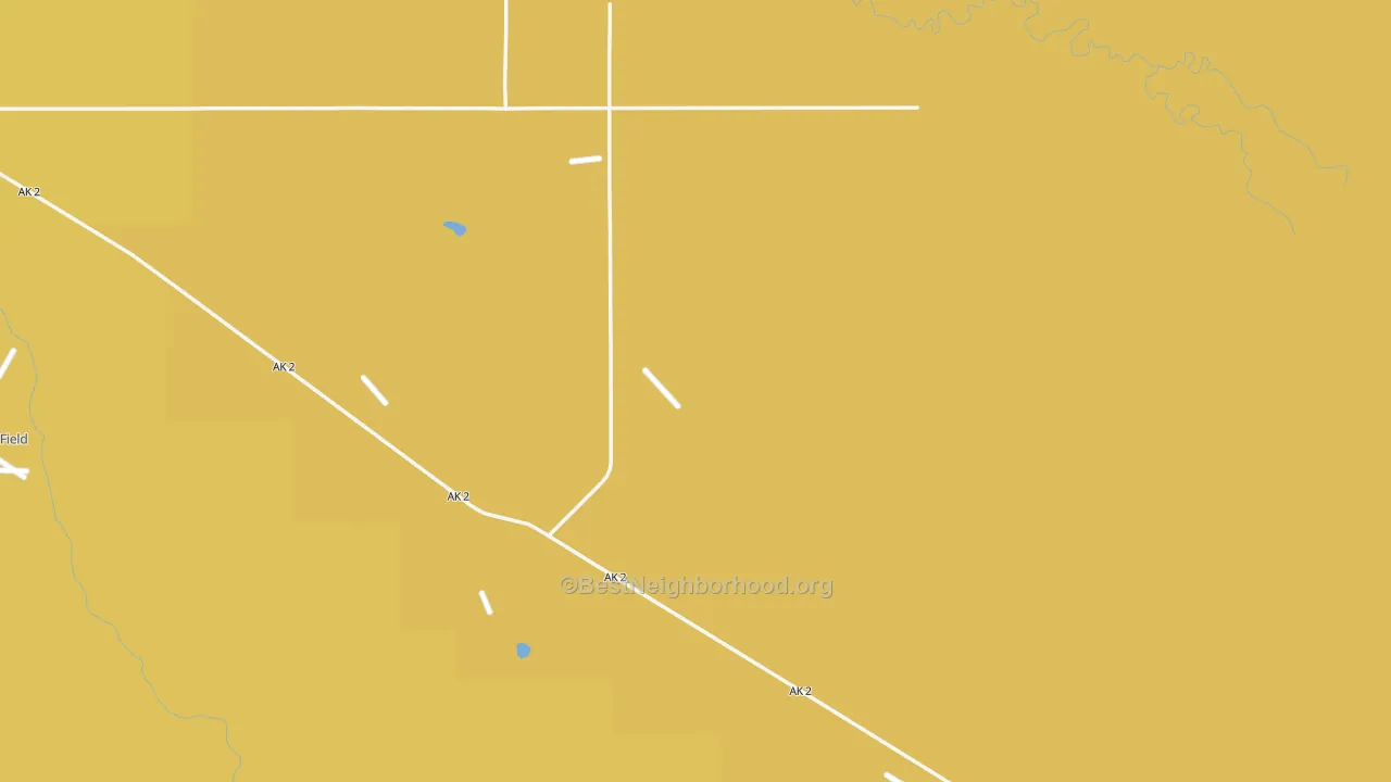 Map of the best neighborhoods in the Fort Greely area, with better matches in green and worse matches in red