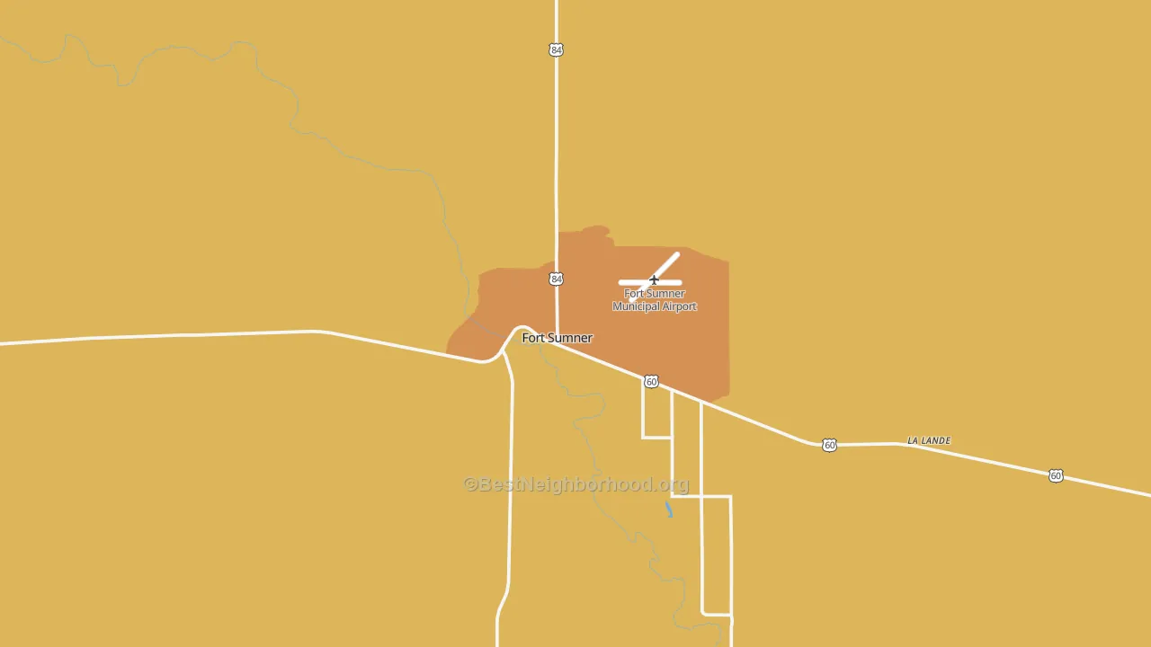 Map of the best neighborhoods in the Fort Sumner area, with better matches in green and worse matches in red