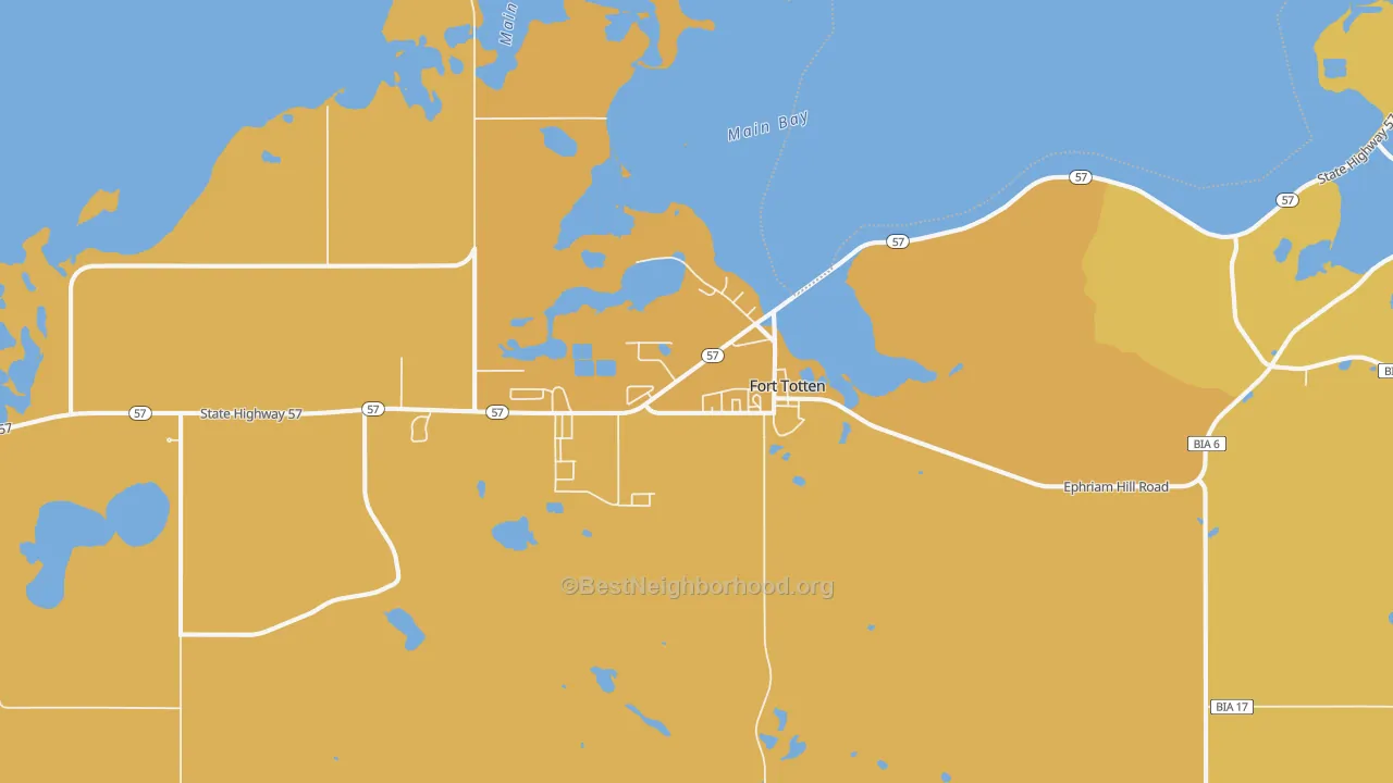 Map of the best neighborhoods in the Fort Totten area, with better matches in green and worse matches in red