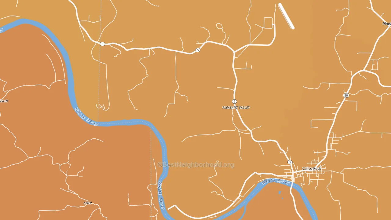 Map of the best neighborhoods in the Forty Four area, with better matches in green and worse matches in red