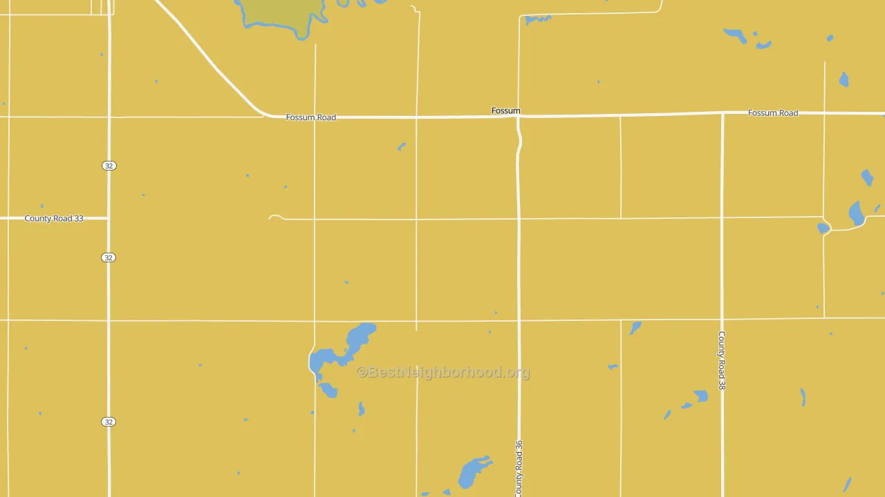Map of the best neighborhoods in the Fossum area, with better matches in green and worse matches in red