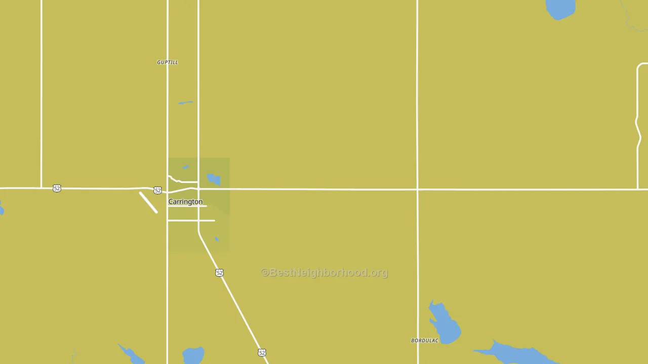 Map of the best neighborhoods in the Foster County area, with better matches in green and worse matches in red
