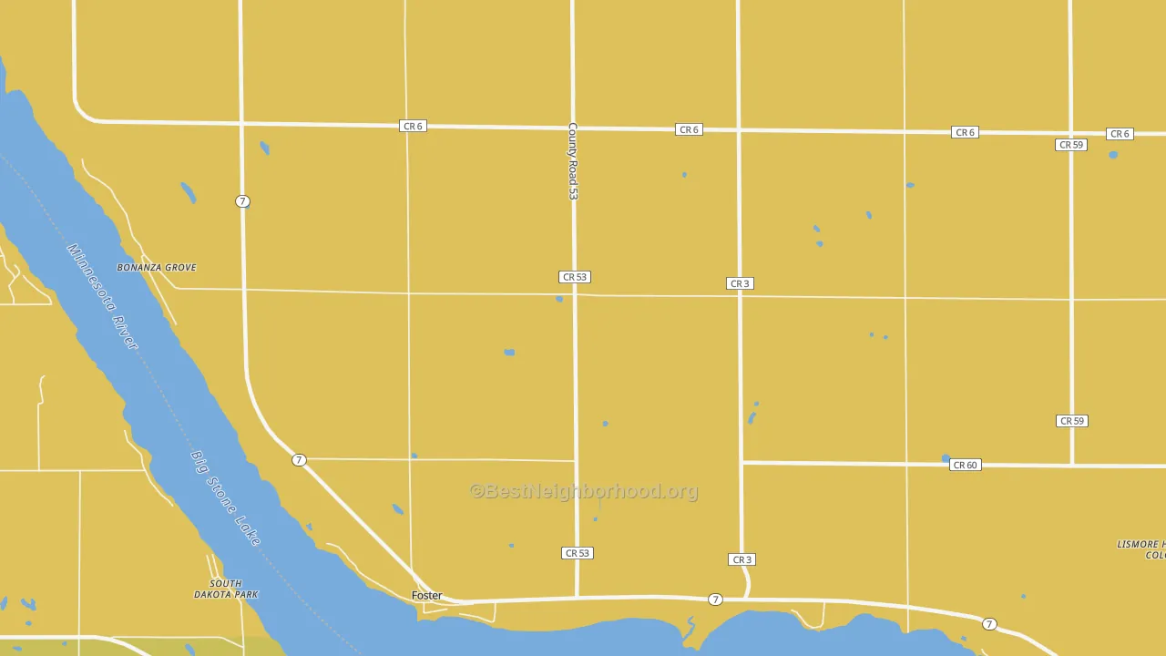 Map of the best neighborhoods in the Foster area, with better matches in green and worse matches in red