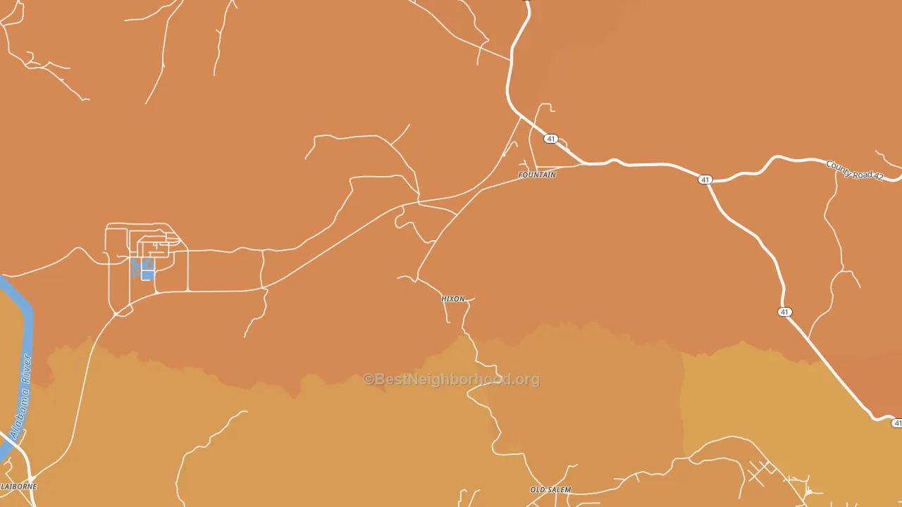 Map of the best neighborhoods in the Fountain area, with better matches in green and worse matches in red