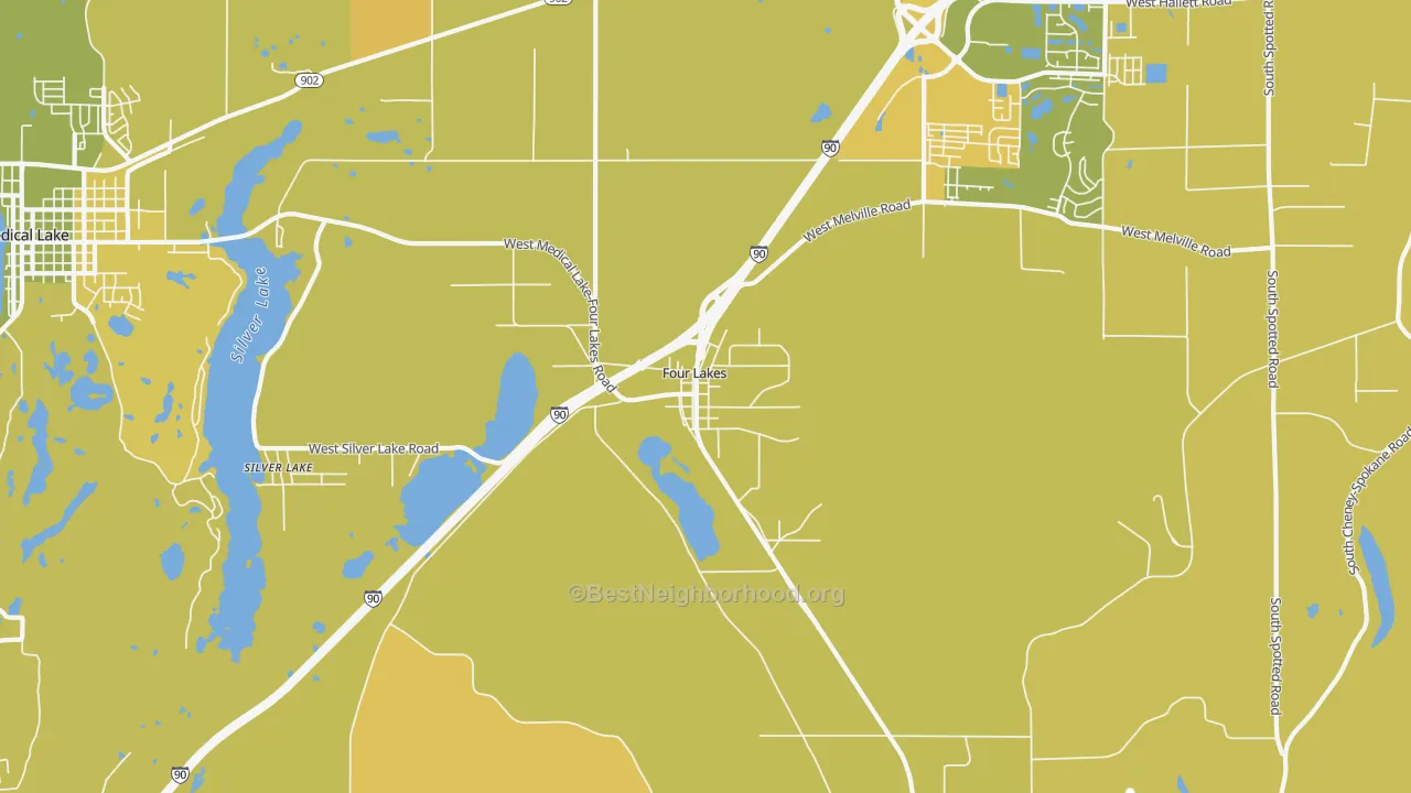 Map of the best neighborhoods in the Four Lakes area, with better matches in green and worse matches in red