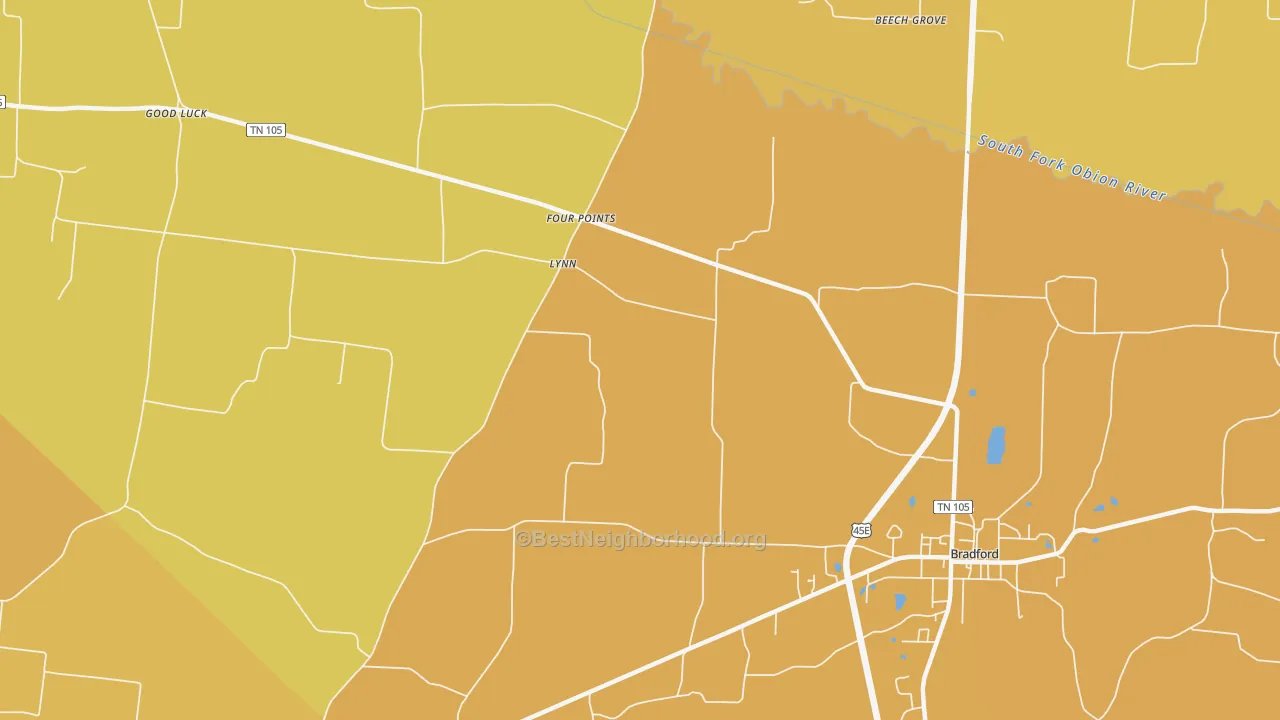 Map of the best neighborhoods in the Four Point area, with better matches in green and worse matches in red