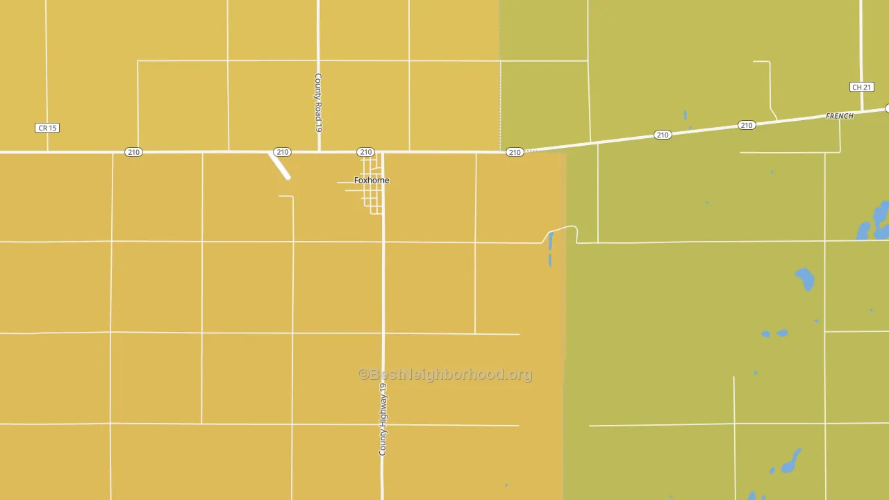 Map of the best neighborhoods in the Foxhome area, with better matches in green and worse matches in red