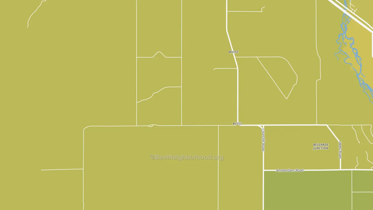 Map of the best neighborhoods in the Francis area, with better matches in green and worse matches in red