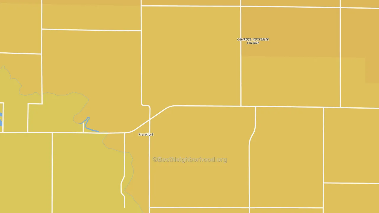 Map of the best neighborhoods in the Frankfort area, with better matches in green and worse matches in red