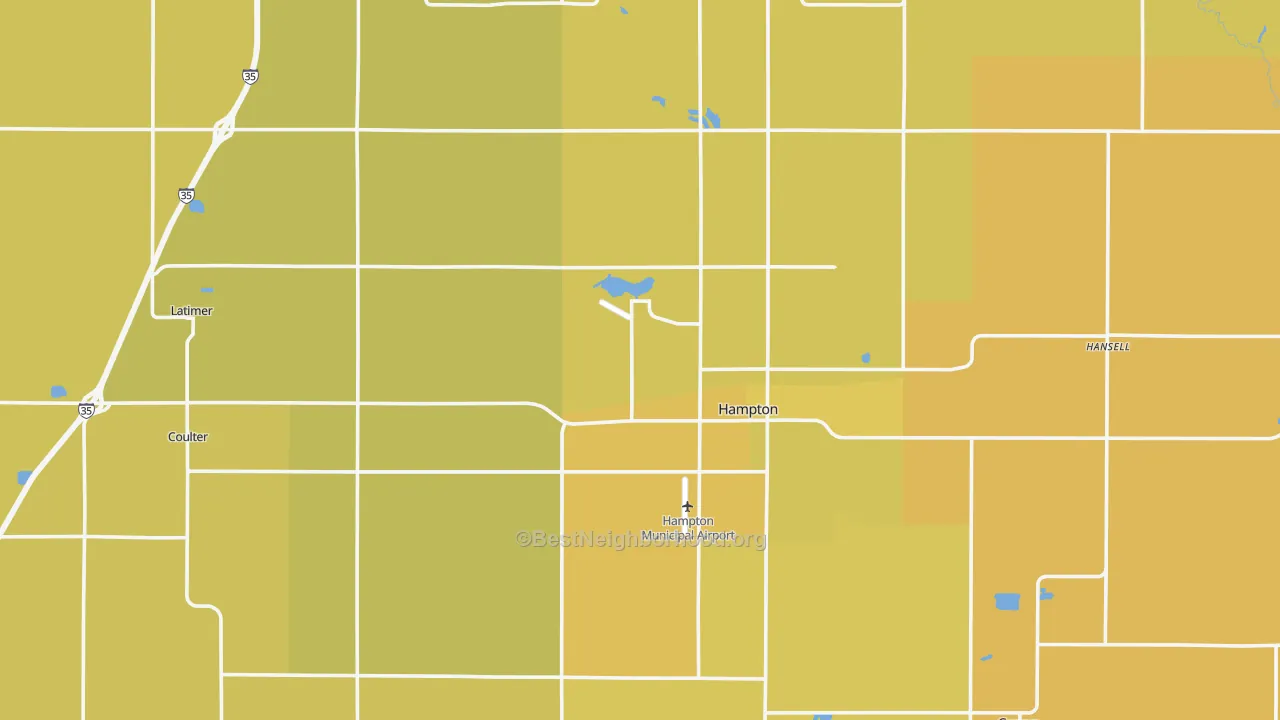 Map of the best neighborhoods in the Franklin County area, with better matches in green and worse matches in red