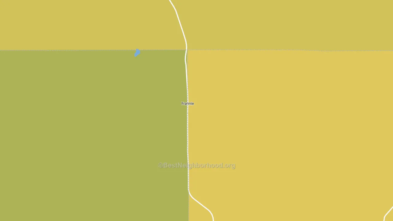 Map of the best neighborhoods in the Frannie area, with better matches in green and worse matches in red