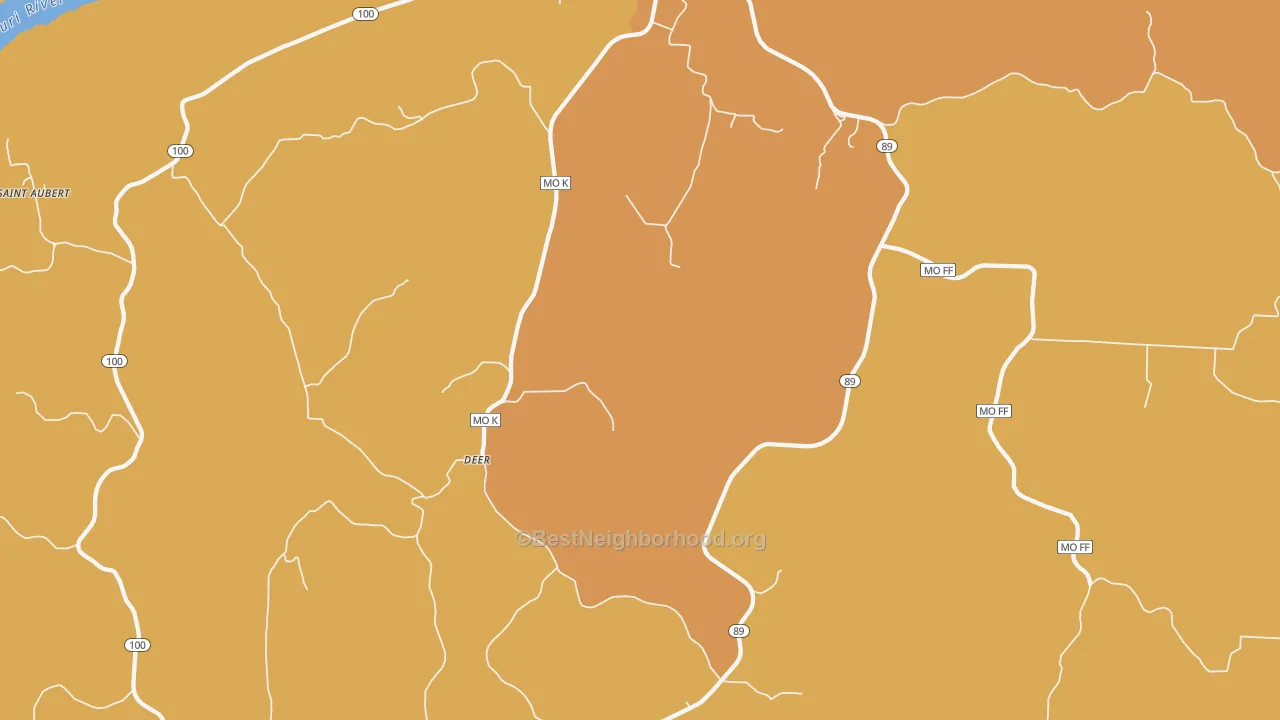 Map of the best neighborhoods in the Freedom area, with better matches in green and worse matches in red