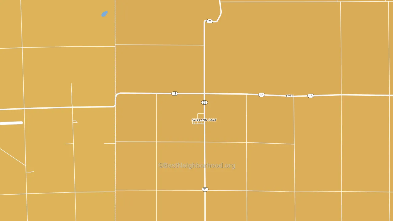 Map of the best neighborhoods in the Freeland Park area, with better matches in green and worse matches in red