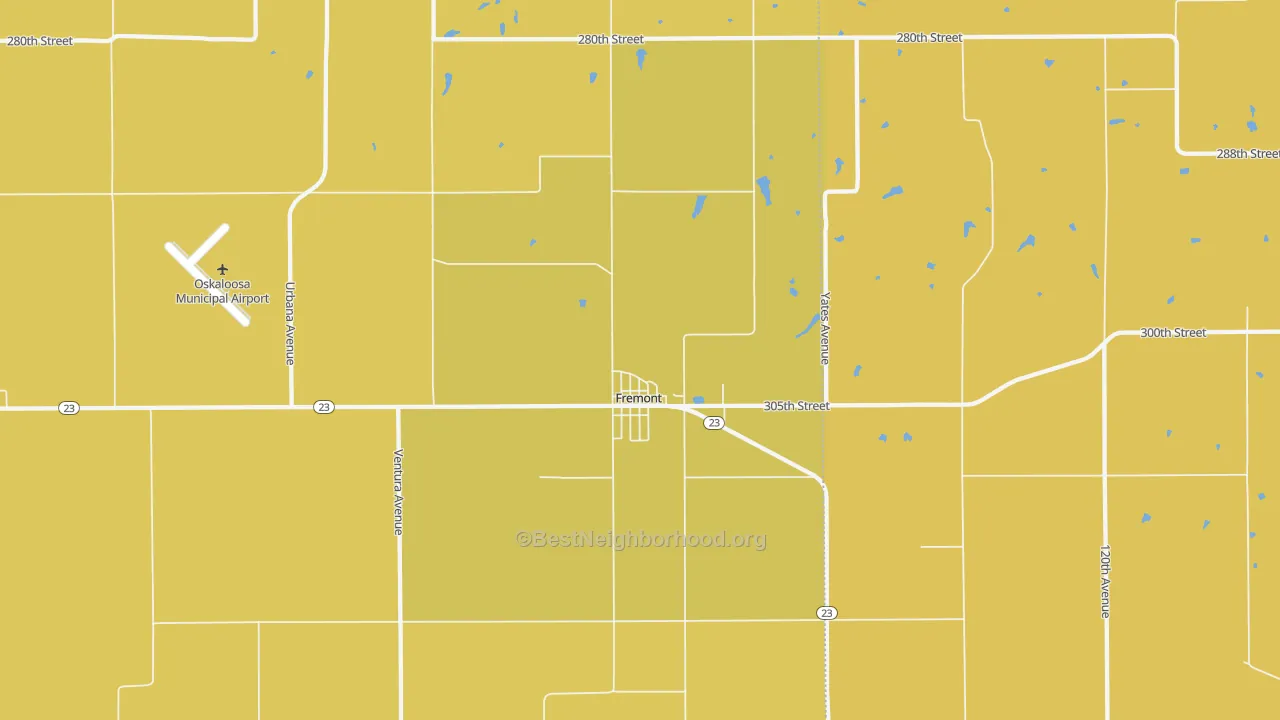 Map of the best neighborhoods in the Fremont area, with better matches in green and worse matches in red