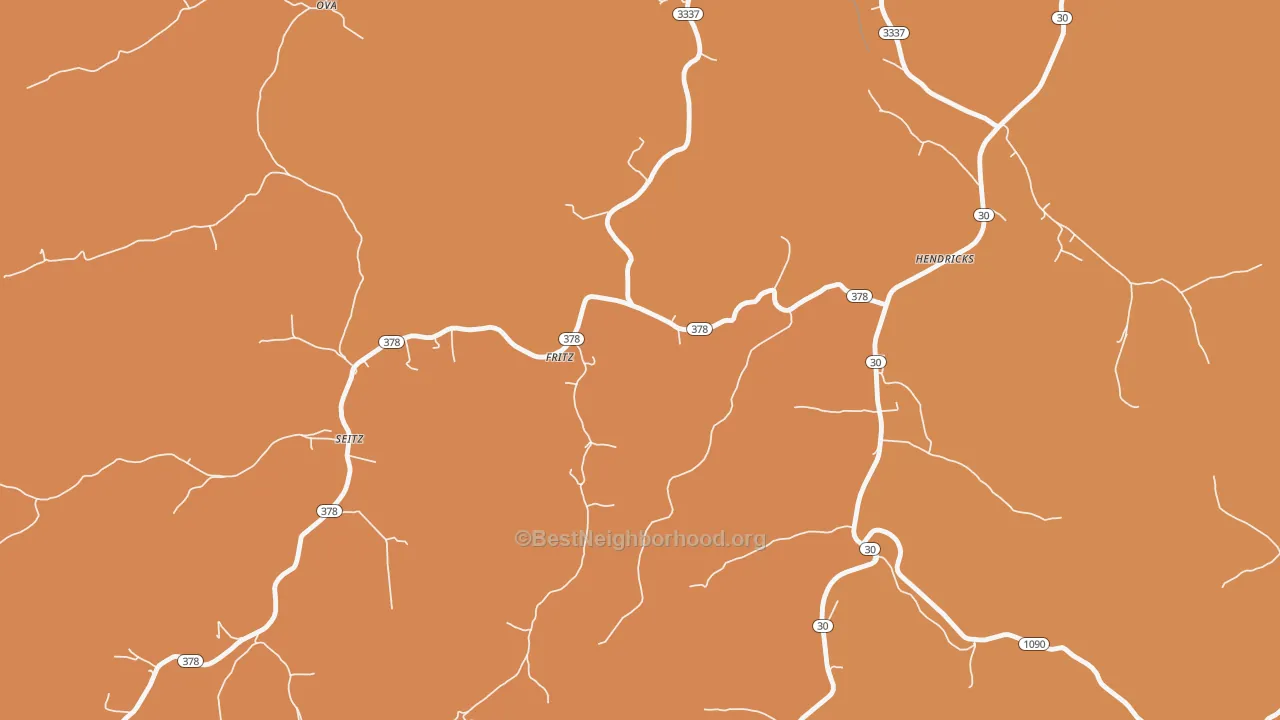 Map of the best neighborhoods in the Fritz area, with better matches in green and worse matches in red