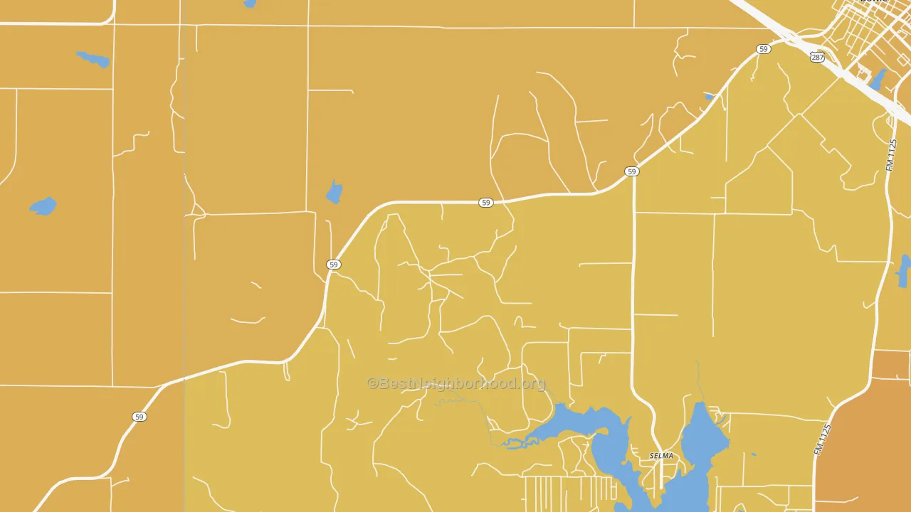 Map of the best neighborhoods in the Fruitland area, with better matches in green and worse matches in red