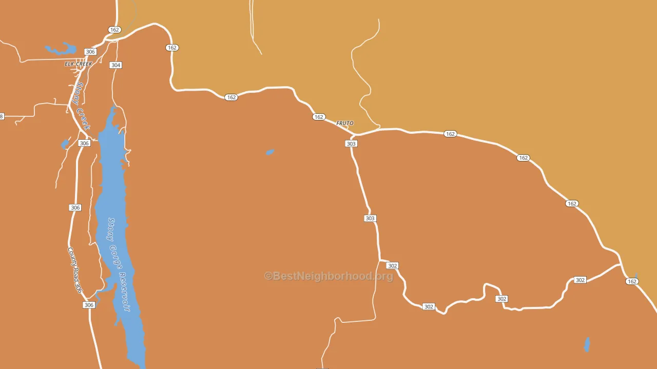 Map of the best neighborhoods in the Fruto area, with better matches in green and worse matches in red