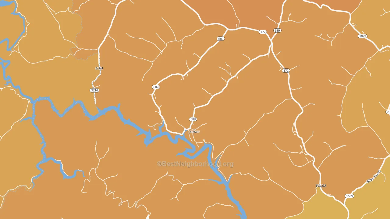 Map of the best neighborhoods in the Fuget area, with better matches in green and worse matches in red