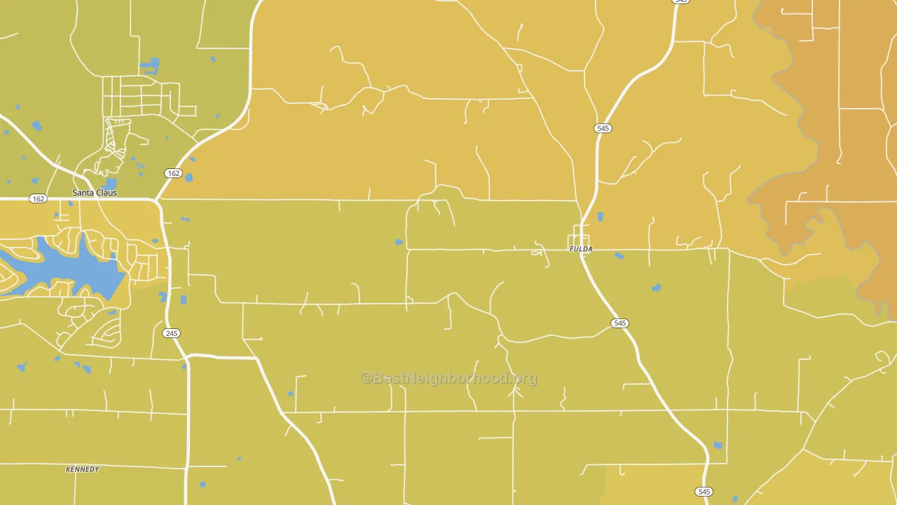 Map of the best neighborhoods in the Fulda area, with better matches in green and worse matches in red