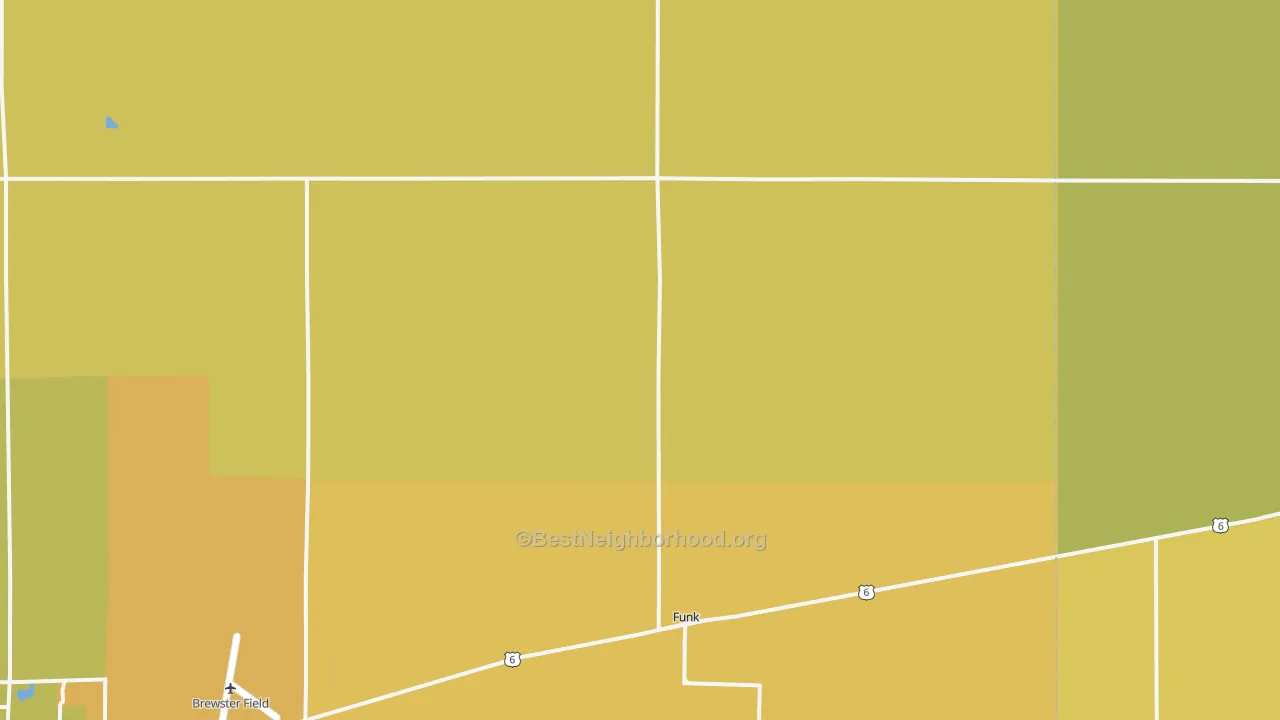 Map of the best neighborhoods in the Funk area, with better matches in green and worse matches in red