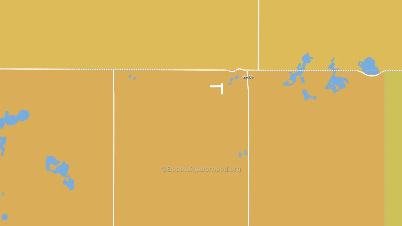 Map of the best neighborhoods in the Gackle area, with better matches in green and worse matches in red