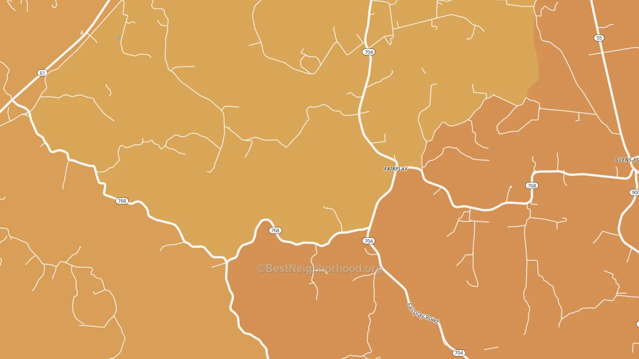 Map of the best neighborhoods in the Gadberry area, with better matches in green and worse matches in red