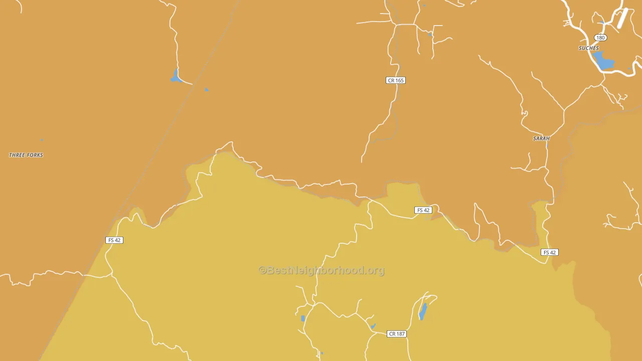 Map of the best neighborhoods in the Gaddistown area, with better matches in green and worse matches in red
