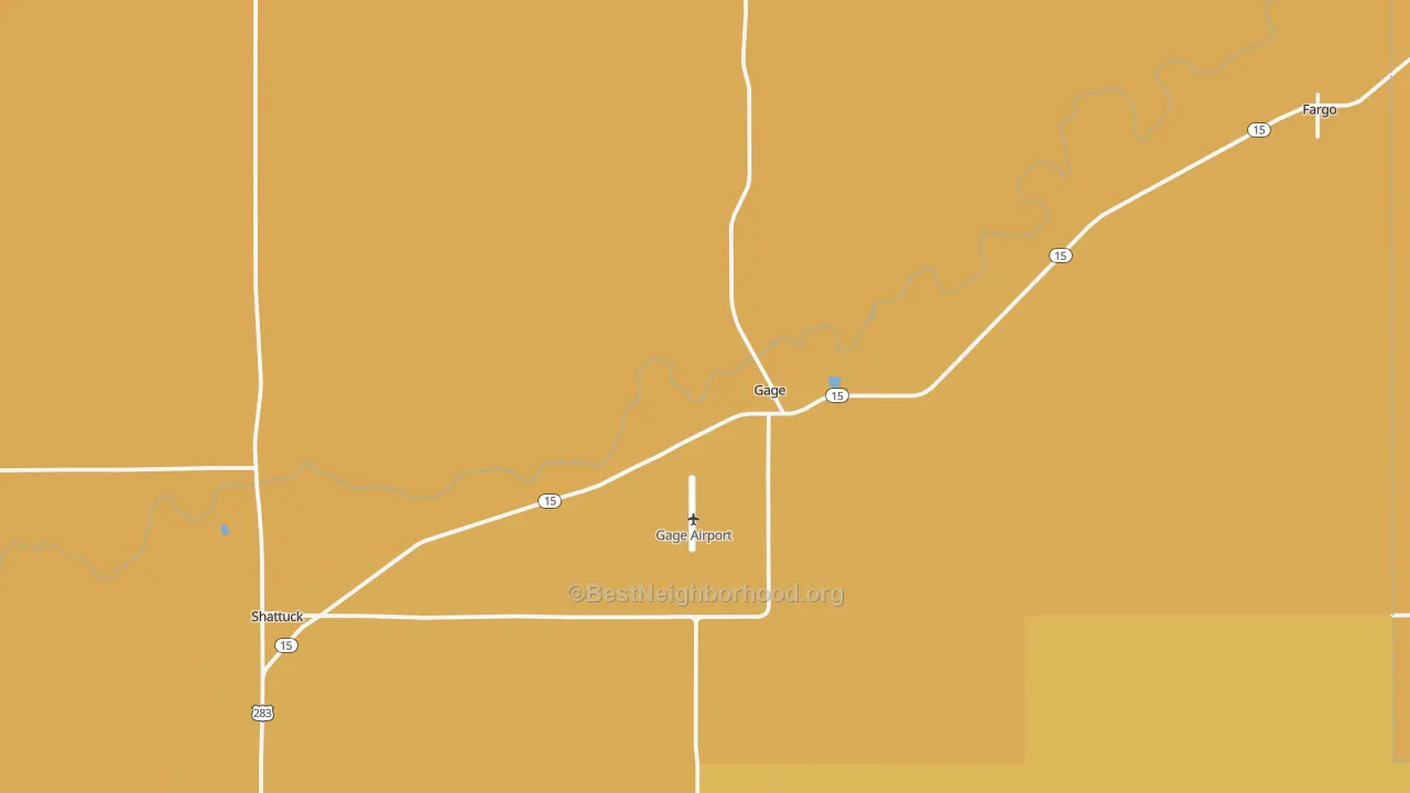 Map of the best neighborhoods in the Gage area, with better matches in green and worse matches in red