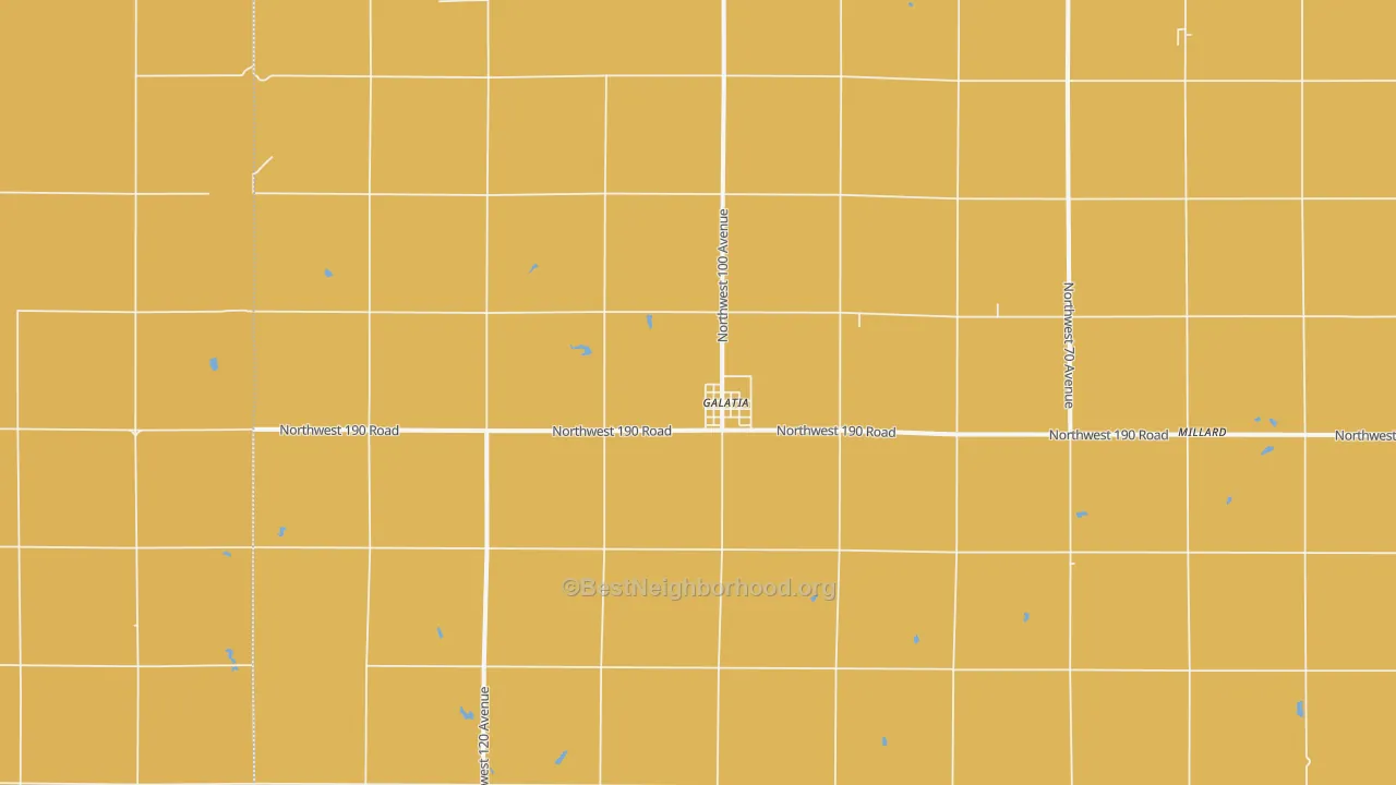 Map of the best neighborhoods in the Galatia area, with better matches in green and worse matches in red