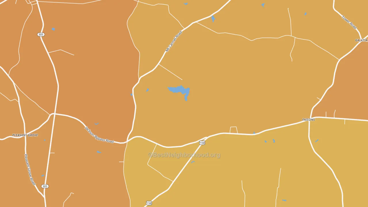 Map of the best neighborhoods in the Galatia area, with better matches in green and worse matches in red