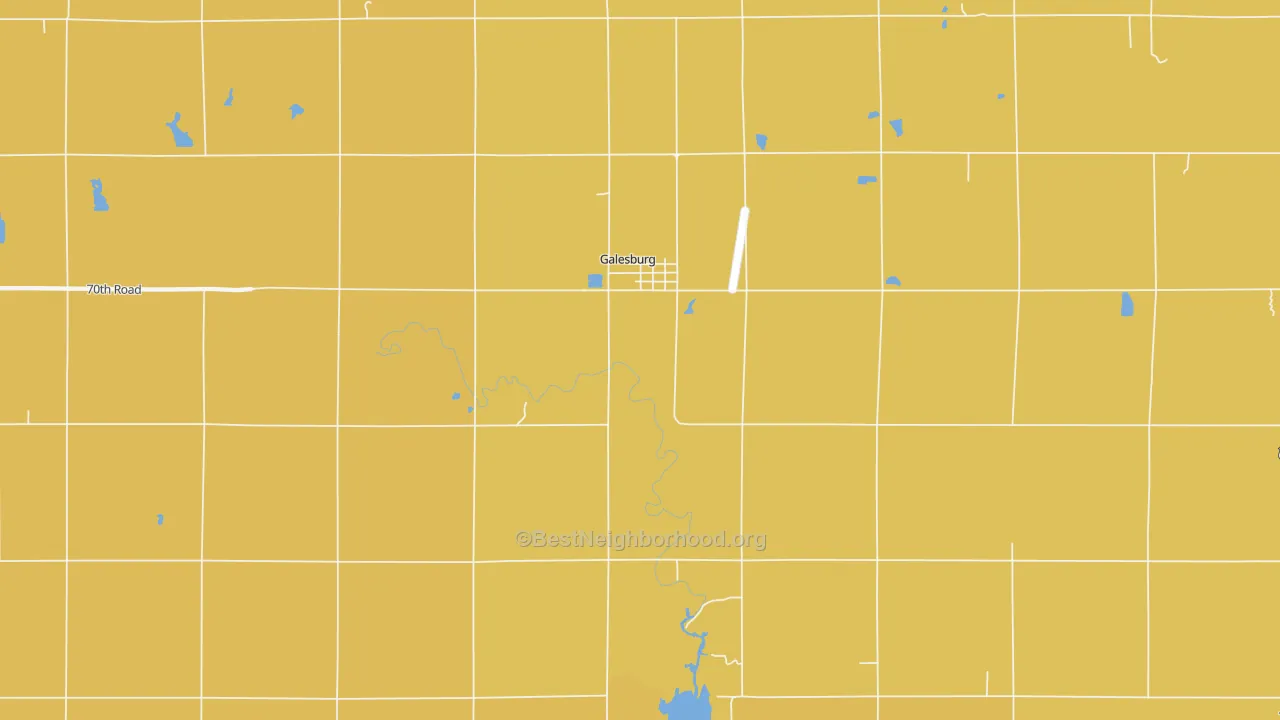 Map of the best neighborhoods in the Galesburg area, with better matches in green and worse matches in red