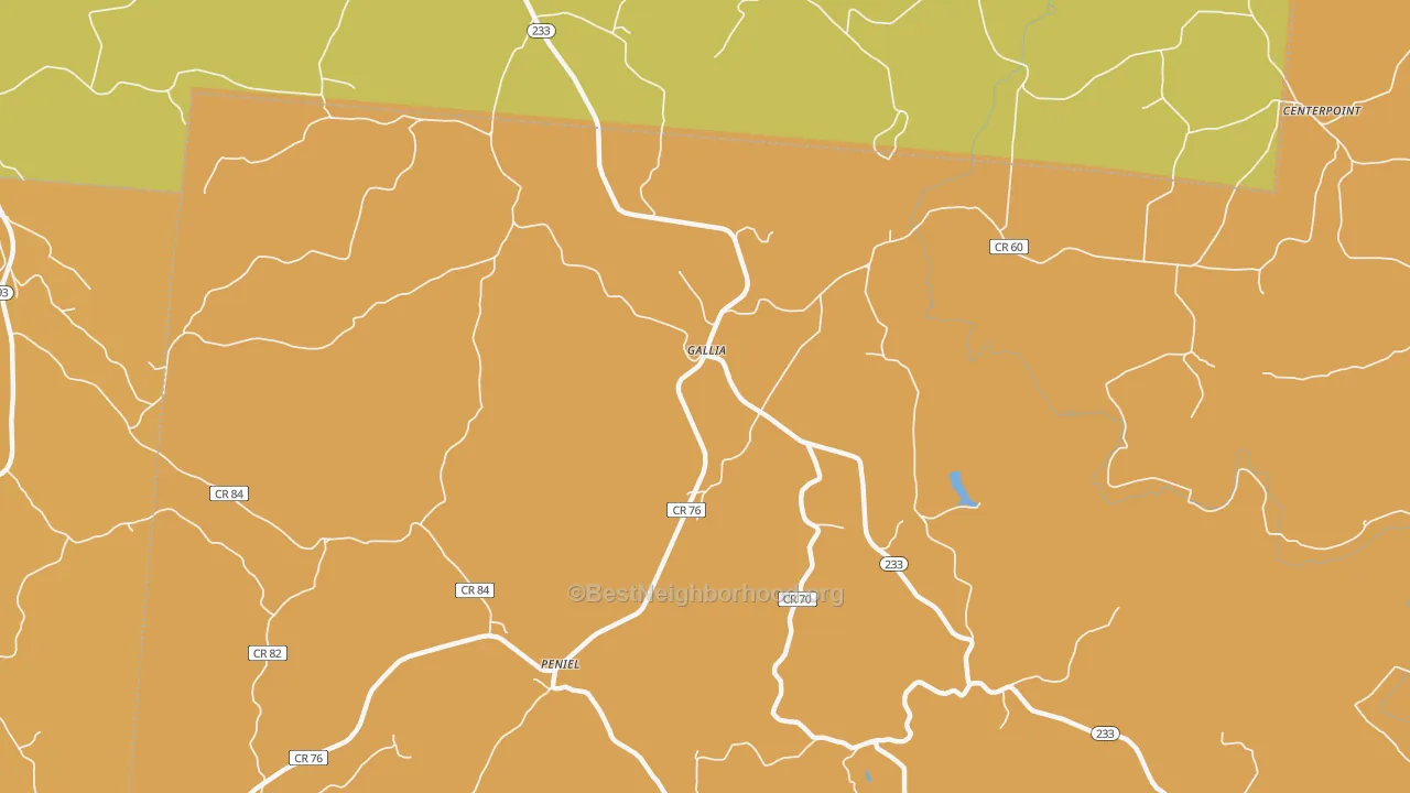 Map of the best neighborhoods in the Gallia area, with better matches in green and worse matches in red