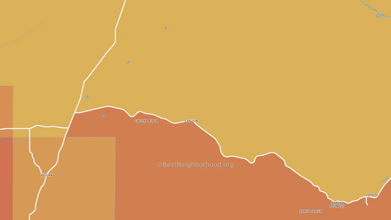 Map of the best neighborhoods in the Gallina area, with better matches in green and worse matches in red