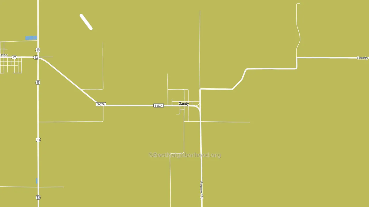 Map of the best neighborhoods in the Gandy area, with better matches in green and worse matches in red