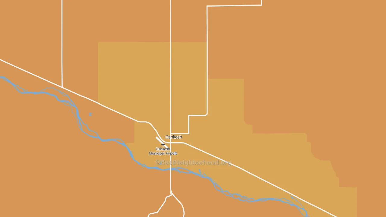 Map of the best neighborhoods in the Garden County area, with better matches in green and worse matches in red