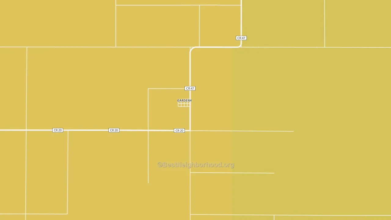 Map of the best neighborhoods in the Gardena area, with better matches in green and worse matches in red