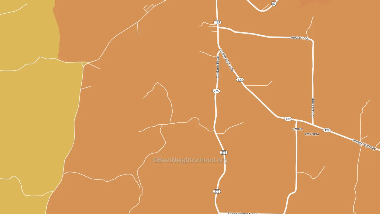 Map of the best neighborhoods in the Gardner area, with better matches in green and worse matches in red