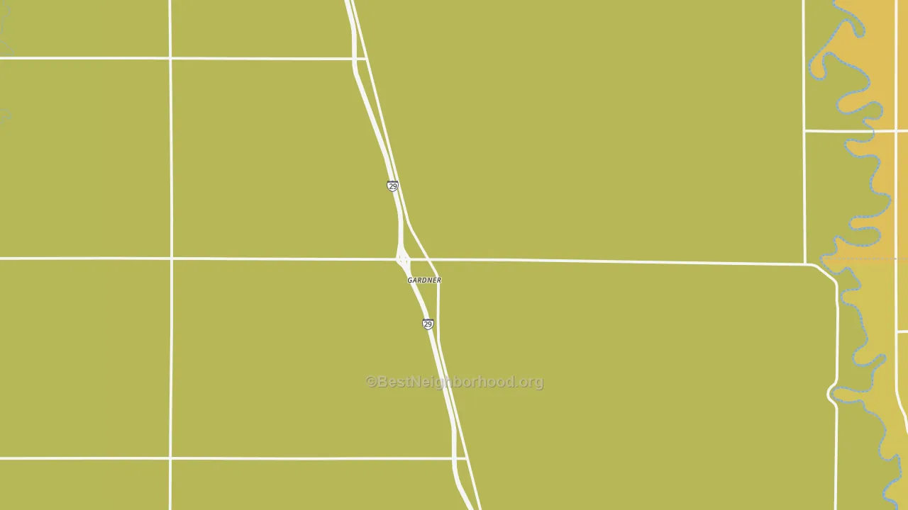 Map of the best neighborhoods in the Gardner area, with better matches in green and worse matches in red