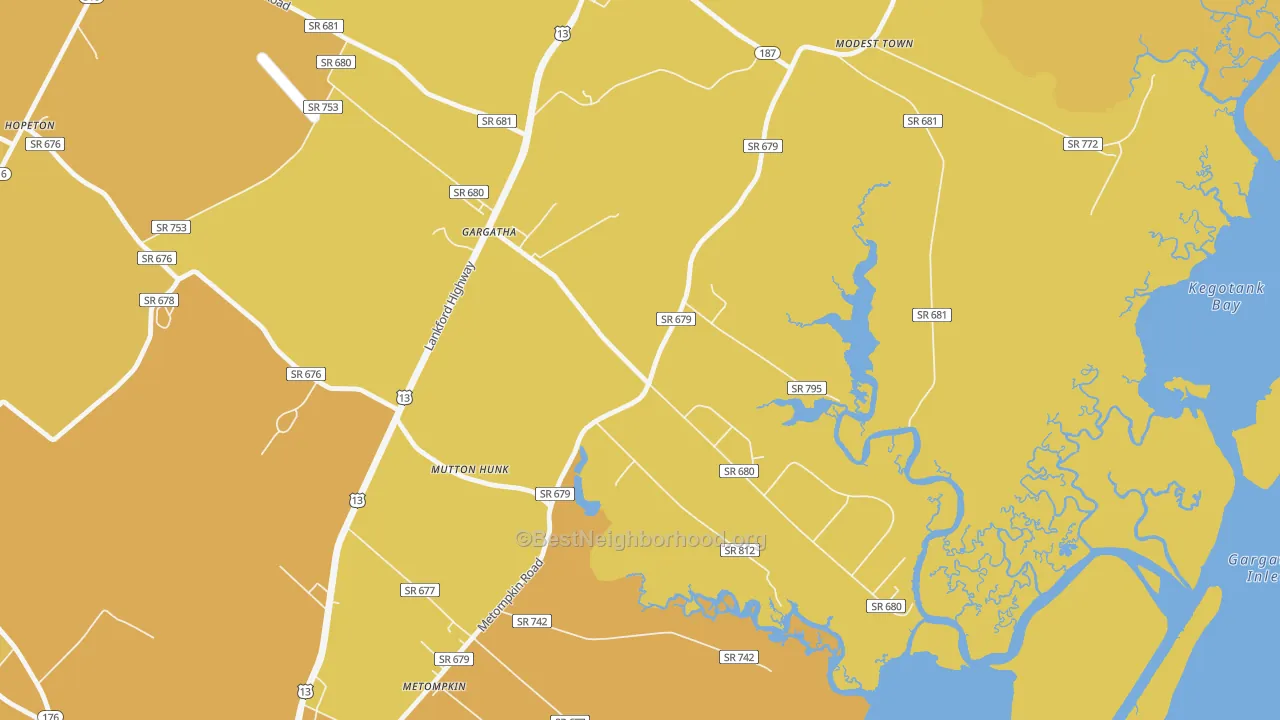 Map of the best neighborhoods in the Gargatha area, with better matches in green and worse matches in red