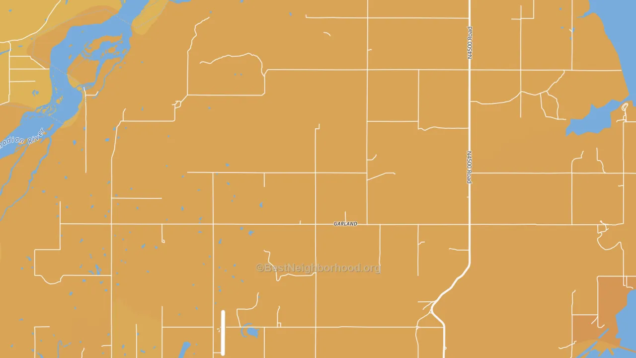 Map of the best neighborhoods in the Garland area, with better matches in green and worse matches in red