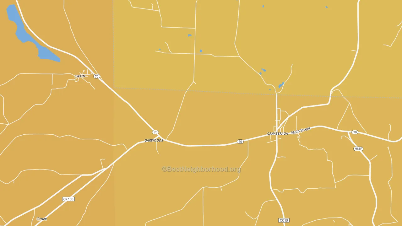 Map of the best neighborhoods in the Garwoods area, with better matches in green and worse matches in red