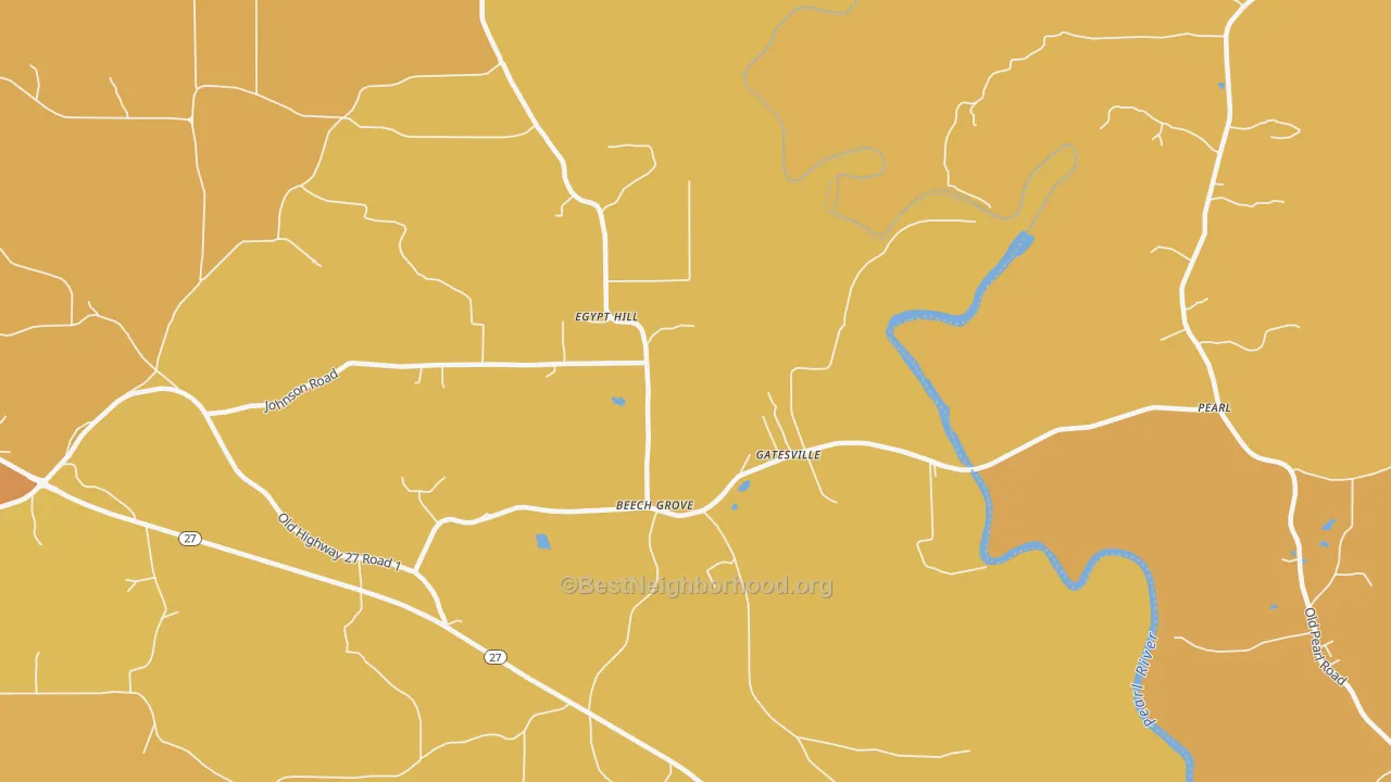 Map of the best neighborhoods in the Gatesville area, with better matches in green and worse matches in red