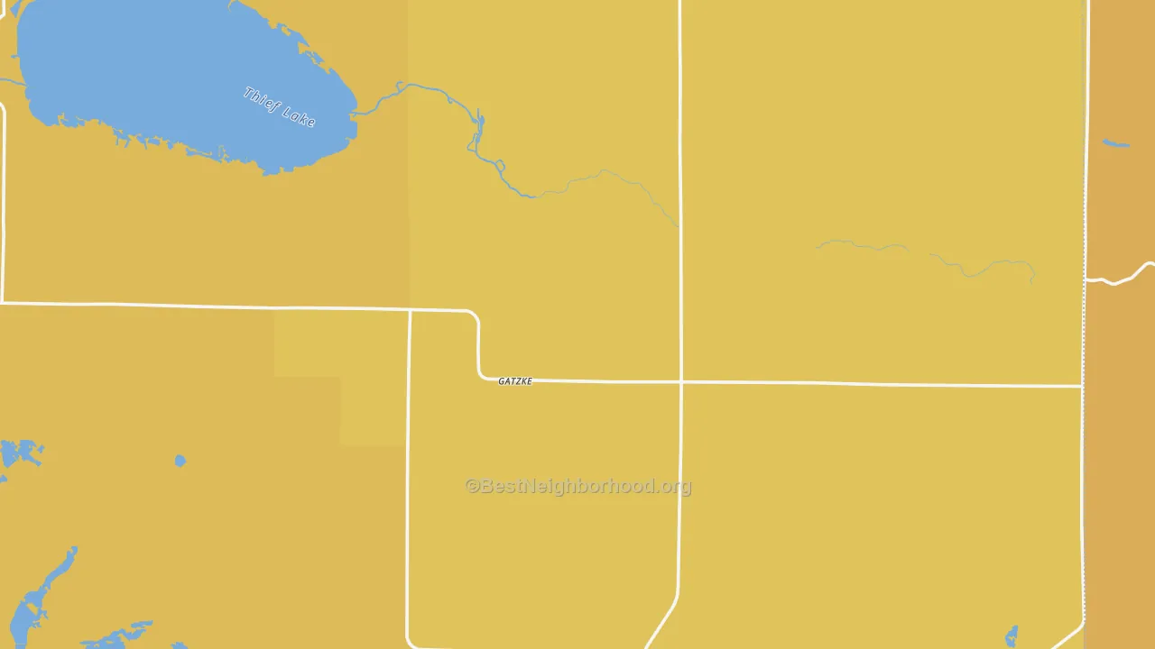 Map of the best neighborhoods in the Gatzke area, with better matches in green and worse matches in red